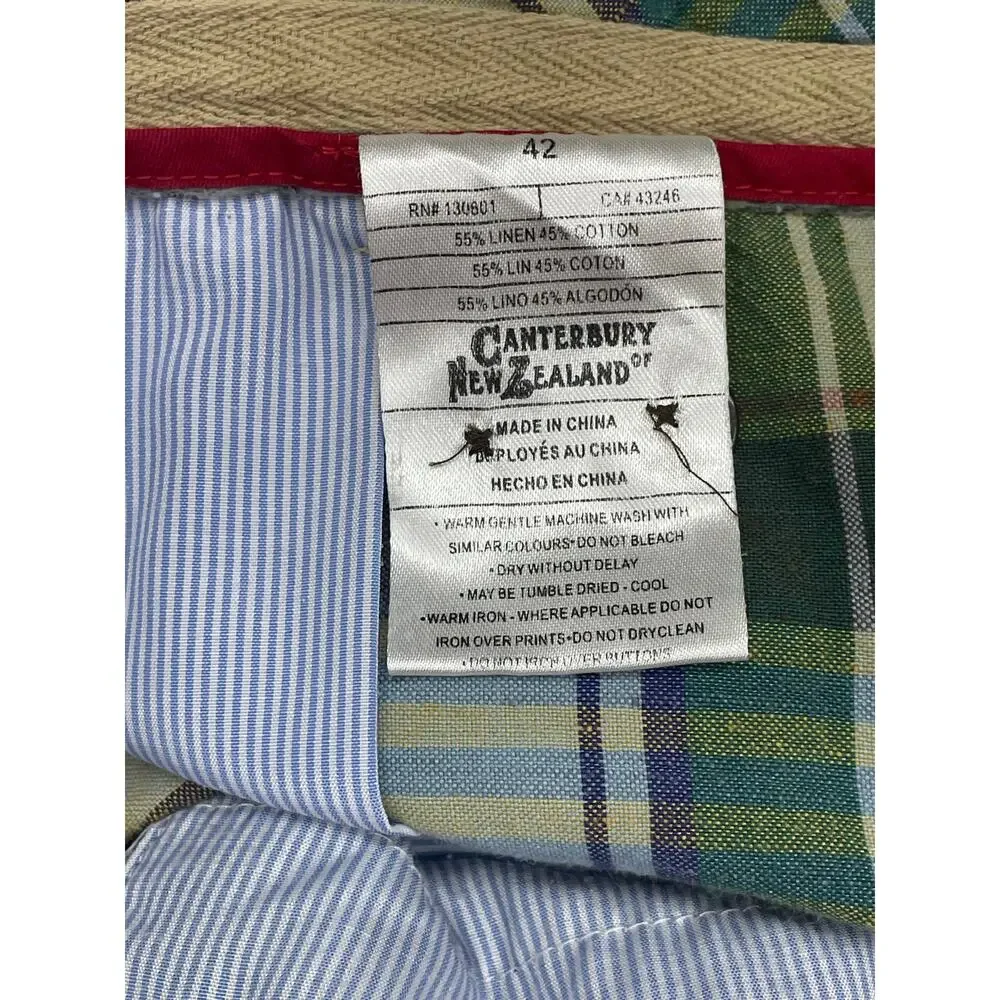 Canterbury of New Zealand Linen Blend Plaid Shorts Men’s Size 42